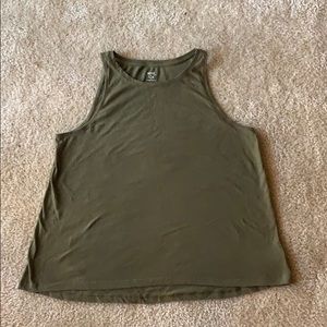 Green High Neck Line Tank Top